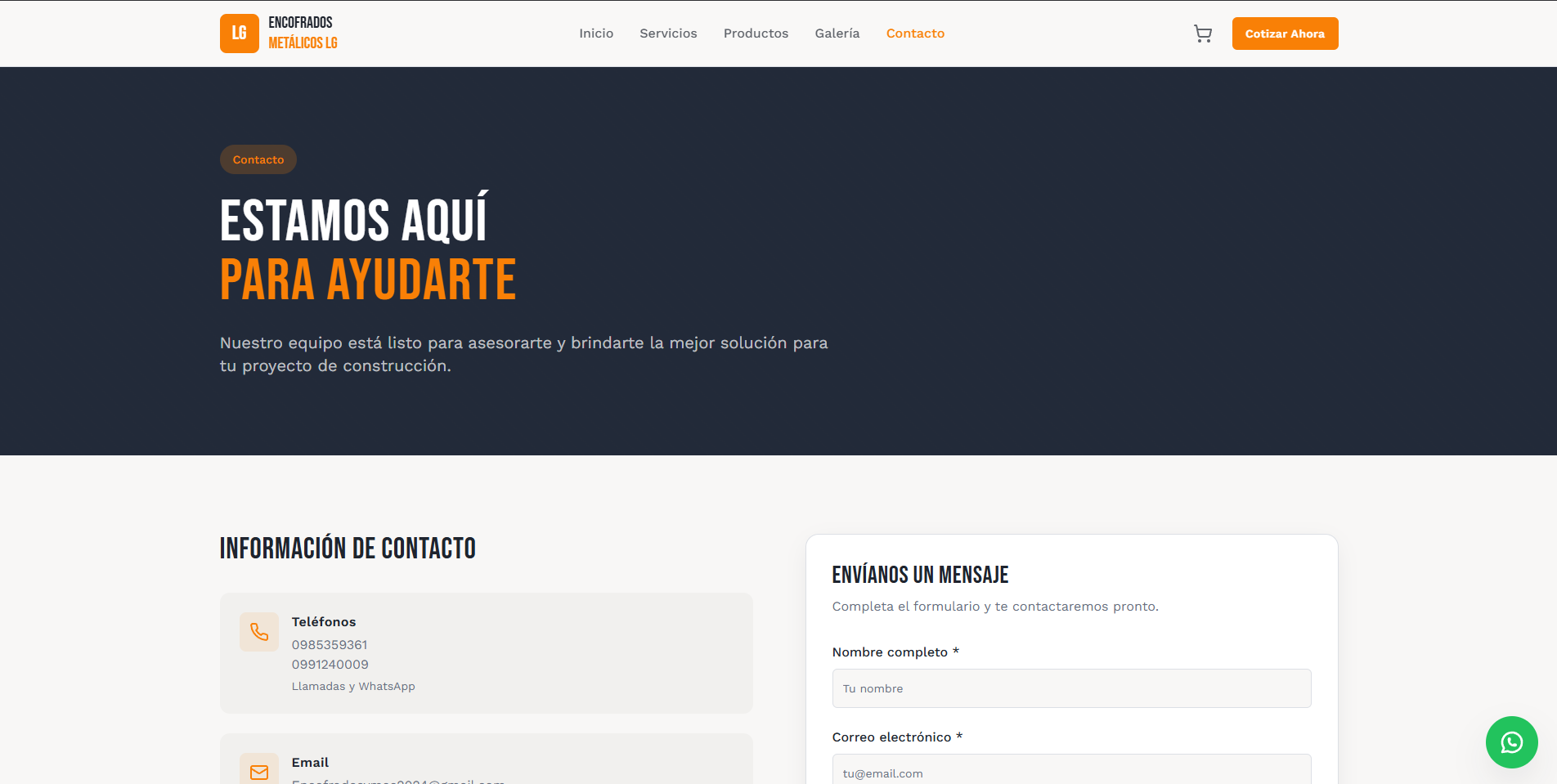 Web Corporativa Encofrados Metálicos LG - Galería 5