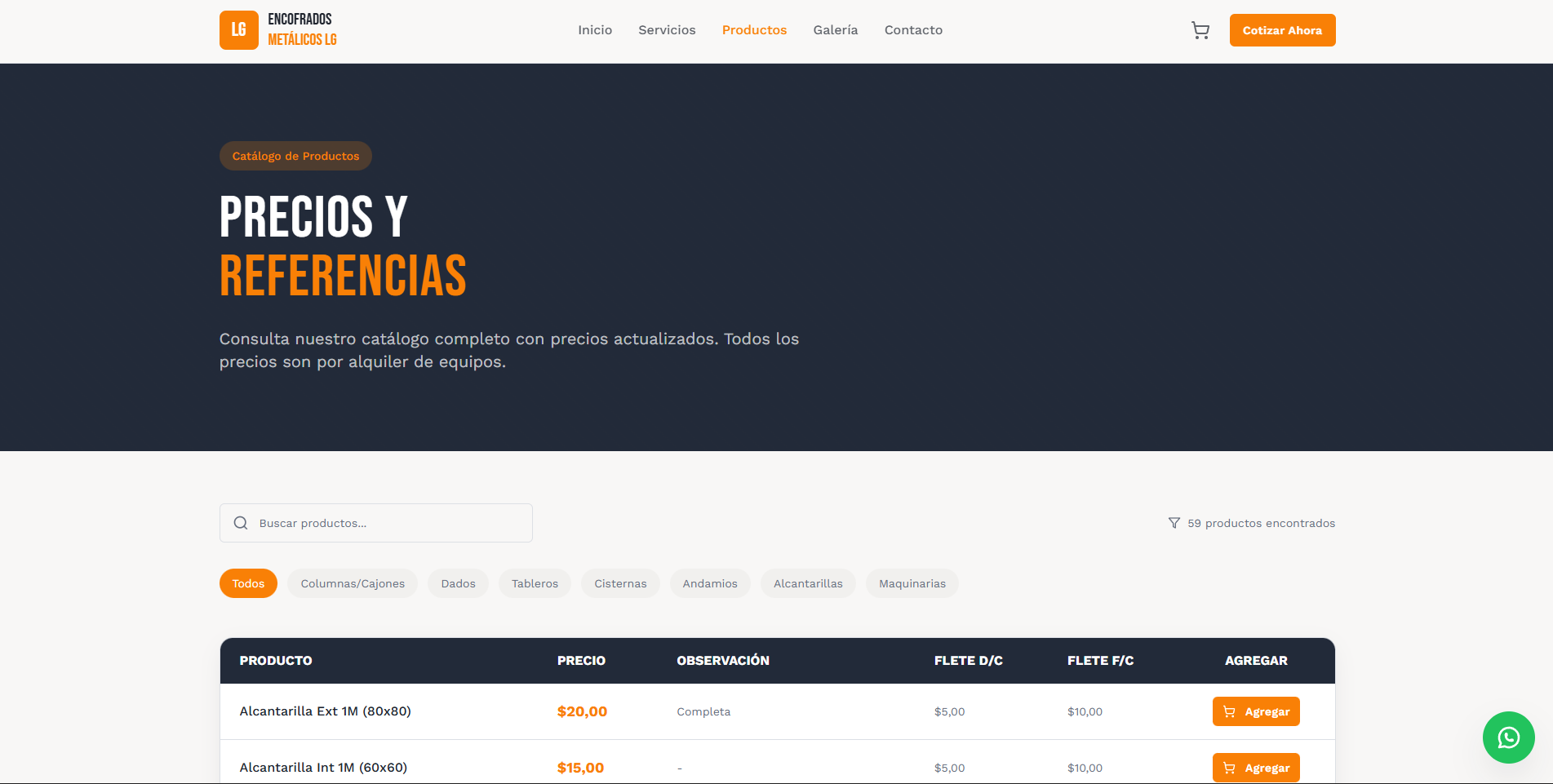 Web Corporativa Encofrados Metálicos LG - Galería 2
