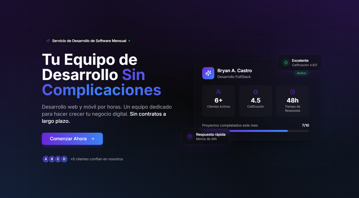 Desarrollo FullStack Mensual | Soporte Web y Móvil para PYMES
